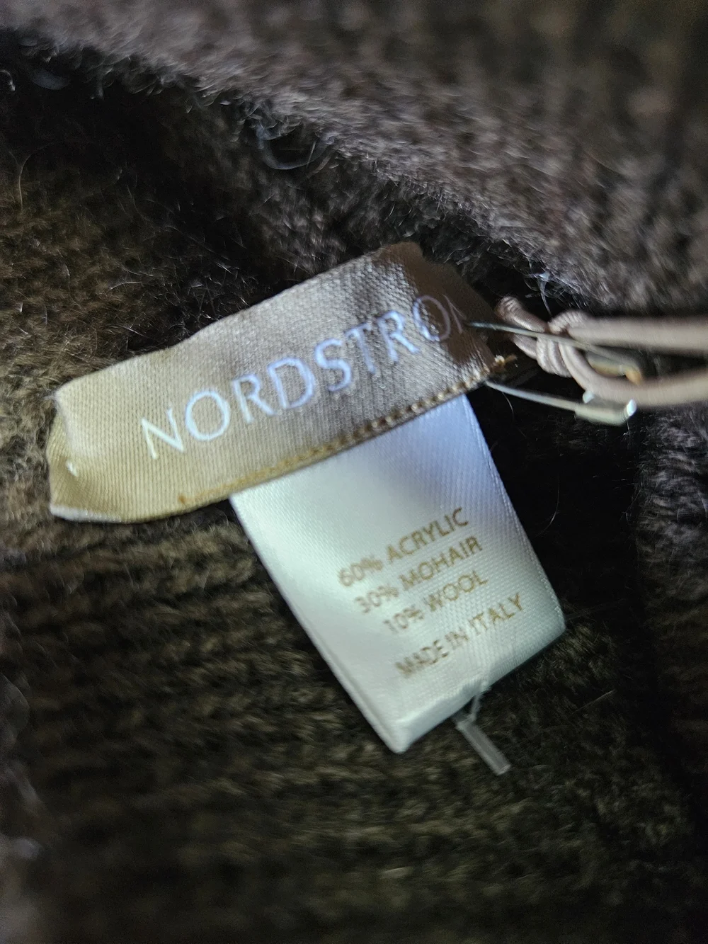 NEW Nordstrom Made in Italy Mocha Ribbed Rectangle Scarf and Beanie Hat Set